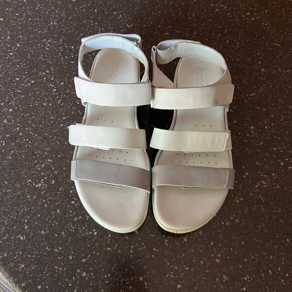 ECCO Leather Sandals Flash Strappy Comfort Leather ShoesWomens White Size 9 - Picture 9 of 11